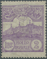 San Marino: 1903, 2 L. Violet, Mint Tiny Hinge Remain, Expertised Raybaudi, Sassone Catalogue Value - Andere & Zonder Classificatie