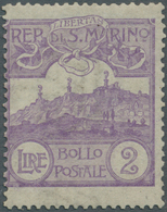 San Marino: 1903, 2 L. Violet, Mint Tiny Hinge Remain, Expertised Raybaudi, Sassone Catalogue Value - Autres & Non Classés