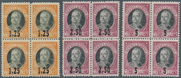 San Marino: 1927, Ravaluation Overprints On Antonio Onofri, Complete Set Of Three Values As Blocks O - Andere & Zonder Classificatie