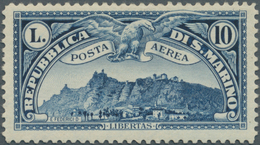 San Marino: 1931, Airmail Stamp ‚Monte Titano‘ 10l. Blue Mint Lightly Hinged And Signed, Very Scarce - Other & Unclassified