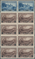 San Marino: 1936, Francisco Of Assisi Surcharges Set Of Two In Blocks Of Eight, Mint Never Hinged, M - Other & Unclassified