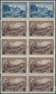 San Marino: 1936, Francisco Of Assisi Surcharges Set Of Two In Blocks Of Eight, Mint Never Hinged, M - Autres & Non Classés