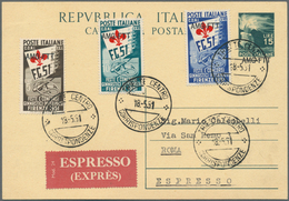 Triest - Zone A: 1951, Gymnastic Competitions Florence, Complete Set With First Day Cancellation TRI - Storia Postale