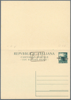 Triest - Zone A - Ganzsachen: 1948: 15 L + 15 L Green Double Postal Stationery Card With Manual Over - Marcofilie