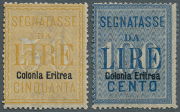 Italienisch-Eritrea - Verrechnungsmarken: 1903, 50l. Yellow And 100l. Blue, Two Values, Fresh Colour - Erythrée