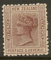 NZ 1882 6d SSF P12x11.5 4mm Wmk SG 212 HM #AOA11 - Neufs