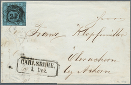 Baden - Marken Und Briefe: 1858, Ziffernausgabe 3 Kr. Schwarz Auf Blau, Einzelfrankatur Mit Frühdatu - Altri & Non Classificati