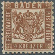Baden - Marken Und Briefe: 1862, Wappen Auf Weissem Grund 9 Kr. In Seltener C-Farbe Dunkelbraun, Ung - Altri & Non Classificati