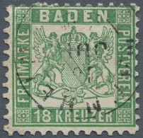 Baden - Marken Und Briefe: 1862, Wappen 18 Kr. (hell)grün Mit Zentrischem K1 "MANNHEIM 18 JUL", Farb - Altri & Non Classificati
