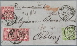 Baden - Marken Und Briefe: 1868, Wappen 1 Kr. Grün Und 3x 3 Kr. Rot Auf Faltbrief Mit K2 "MANNHEIM 5 - Altri & Non Classificati