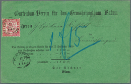 Baden - Marken Und Briefe: 1868, Grüne Nachnahme-Vordruck-Karte Mit EF 3 Kr. Rot Mit K2 "KARLSRUHE 1 - Andere & Zonder Classificatie