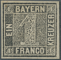 Bayern - Marken Und Briefe: 1849, Schwarzer Einser 1 Kreuzer Schwarz Platte 1, Ungebraucht Mit Origi - Autres & Non Classés