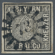 Bayern - Marken Und Briefe: 1849, Schwarzer Einser 1 Kreuzer Grauschwarz, Platte 1 Mit GMR "73" (Ems - Altri & Non Classificati