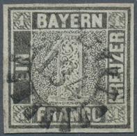 Bayern - Marken Und Briefe: 1849, Schwarzer Einser 1 Kreuzer Grauschwarz, Platte 1 Mit Zentrischem G - Autres & Non Classés