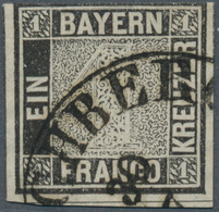 Bayern - Marken Und Briefe: 1849, Schwarzer Einser 1 Kreuzer Schwarz, Platte 1 Mit L2 "..CHBERG 30/7 - Altri & Non Classificati