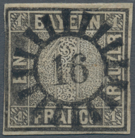 Bayern - Marken Und Briefe: 1849, Schwarzer Einser 1 Kreuzer Grauschwarz, Platte 1 Mit GMR "16" (Au - Autres & Non Classés