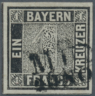 Bayern - Marken Und Briefe: 1849, Schwarzer Einser 1 Kreuzer Schwarz, Platte 1 Mit Bisher Unbekannte - Autres & Non Classés