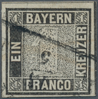 Bayern - Marken Und Briefe: 1849, Schwarzer Einser 1 Kreuzer Schwarz, Platte 1 Mit Halbkreisstempel - Autres & Non Classés