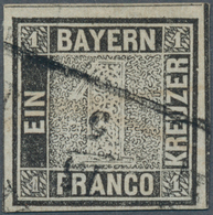 Bayern - Marken Und Briefe: 1849, Schwarzer Einser 1 Kreuzer Schwarz, Platte 1 Mit Halbkreisstempel - Andere & Zonder Classificatie