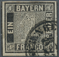 Bayern - Marken Und Briefe: 1849, Schwarzer Einser 1 Kreuzer Schwarz, Platte 1 Mit K2 "NÜRNBE(RG) 26 - Autres & Non Classés