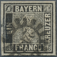 Bayern - Marken Und Briefe: 1849, Schwarzer Einser 1 Kreuzer Schwarz, Platte 1 Mit Bisher Unbekannte - Autres & Non Classés