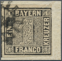 Bayern - Marken Und Briefe: 1849, Schwarzer Einser 1 Kreuzer Schwarz, Platte 1 Mit Plattenfehler: Zw - Autres & Non Classés