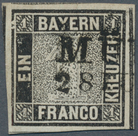 Bayern - Marken Und Briefe: 1849, Schwarzer Einser 1 Kreuzer Schwarz, Platte 1 Mit Plattenfehler Lin - Altri & Non Classificati