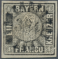 Bayern - Marken Und Briefe: 1849, Schwarzer Einser 1 Kreuzer Schwarz, Platte 1 Mit Plattenfehler: Ke - Altri & Non Classificati