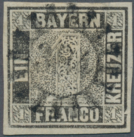 Bayern - Marken Und Briefe: 1849, Schwarzer Einser 1 Kreuzer Schwarz, Platte 1 Mit Plattenfehler: Ke - Sonstige & Ohne Zuordnung