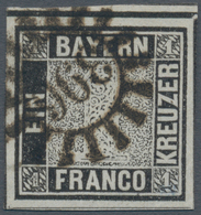 Bayern - Marken Und Briefe: 1849: 1 Kr. Tiefschwarz, Platte I, Allseits Hervorragend Breitrandig Ges - Autres & Non Classés