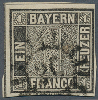Bayern - Marken Und Briefe: 1849, Schwarzer Einser 1 Kreuzer Schwarz, Platte 2 Mit Zentrischem GMR " - Autres & Non Classés