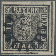 Bayern - Marken Und Briefe: 1849, Schwarzer Einser, 1 Kreuzer Grauschwarz, Platte 2 Mit GMR "317", F - Altri & Non Classificati