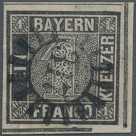 Bayern - Marken Und Briefe: 1849, Schwarzer Einser, 1 Kreuzer Grauschwarz, Platte 2 Mit GMR "317", F - Otros & Sin Clasificación