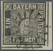 Bayern - Marken Und Briefe: 1849, Schwarzer Einser 1 Kreuzer Schwarz, Platte 2 Vom Rechten Unteren E - Andere & Zonder Classificatie