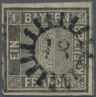 Bayern - Marken Und Briefe: 1849, Schwarzer Einser 1 Kreuzer Grauschwarz, Platte 2 Mit Zentrischem G - Autres & Non Classés