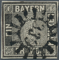 Bayern - Marken Und Briefe: 1849, Schwarzer Einser 1 Kreuzer Grauschwarz, Platte 2 Mit Zentrischem G - Altri & Non Classificati