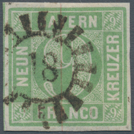 Bayern - Marken Und Briefe: 1850, Quadrat-Ausgabe 9 Kr. Blaugrün In Type I (!) Mit Idealem GMR "18" - Andere & Zonder Classificatie