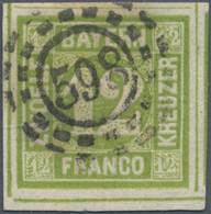 Bayern - Marken Und Briefe: 1862, Ziffern 12 Kr. Luxus-RANDRIESE Hellgrün Mit Zentrischem, Idealem O - Altri & Non Classificati
