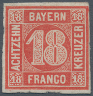 Bayern - Marken Und Briefe: 1862, Quadratausgabe 18 Kr. In Seltener A-Farbe Lebhaftrot, Ungebraucht - Altri & Non Classificati