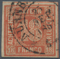 Bayern - Marken Und Briefe: 1862, Quadrat-Ausgabe 18 Kr. In Besserer B-Farbe Orangerot Mit K2 "NÜRNB - Sonstige & Ohne Zuordnung