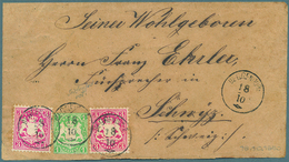 Bayern - Marken Und Briefe: 1867/1870, 1 Kr Grün Sogenannter "Zwergenschnitt" Und 2x 3 Kr Lilarot Al - Andere & Zonder Classificatie