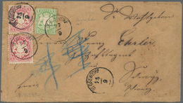 Bayern - Marken Und Briefe: 1867/1870, 1 Kr Grün Sogenannter "Zwergenschnitt" Und 2x 3 Kr Lilarot Al - Altri & Non Classificati