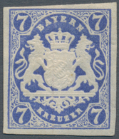 Bayern - Marken Und Briefe: 1868, Wappen 7 Kr. In B-Farbe Dunkelultramarin Ungebraucht Mit Originalg - Altri & Non Classificati