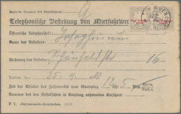 Bayern - Portomarken: 1888, Formular Zur "Telephonischen Bestellung Von Mietfuhrwerken" Mit 2x 5 Pfg - Andere & Zonder Classificatie