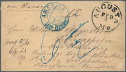 Bremen - Stempel: Transit: 1861, "AMERIKA ÜBER BREMEN 6 1/2", Blauer DKr. Klar Auf Umschlag Aus "AUG - Bremen