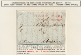Hamburg - Bergisches Postamt: HAMBURG.R4 B.G.D. 20 MARS 1807 Seltener Roter Zweizeiler Des Grossherz - Hambourg