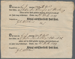 Hannover - Vorphilatelie: 1799, STADE: Vier Zusammenhängende Ortsdruck-Postscheine Für Vier Einliefe - Prefilatelia
