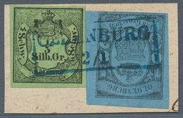 Oldenburg - Marken Und Briefe: 1852, 1859/61: ⅓ Sgr. Schwarz Auf Gelbgrün In MISCHFRANKATUR Mit 1 Gr - Oldenburg