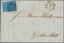 Oldenburg - Marken Und Briefe: 1852: 1/30 Th. Schwarz Auf Blau, Type III, Linkes Randstück (11 Mm) F - Oldenbourg