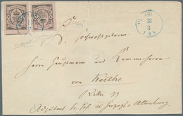 Oldenburg - Marken Und Briefe: 1859/61: 2 Gr. Schwarz Auf Rosa, Sehr Seltene Mehrfachfranktur Von Zw - Oldenburg